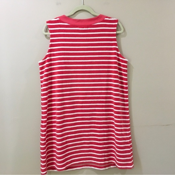 BODEN Striped Shift Dress Orange White Sleeveless Mod 60s Mini Pockets Women 12 - Picture 2 of 8